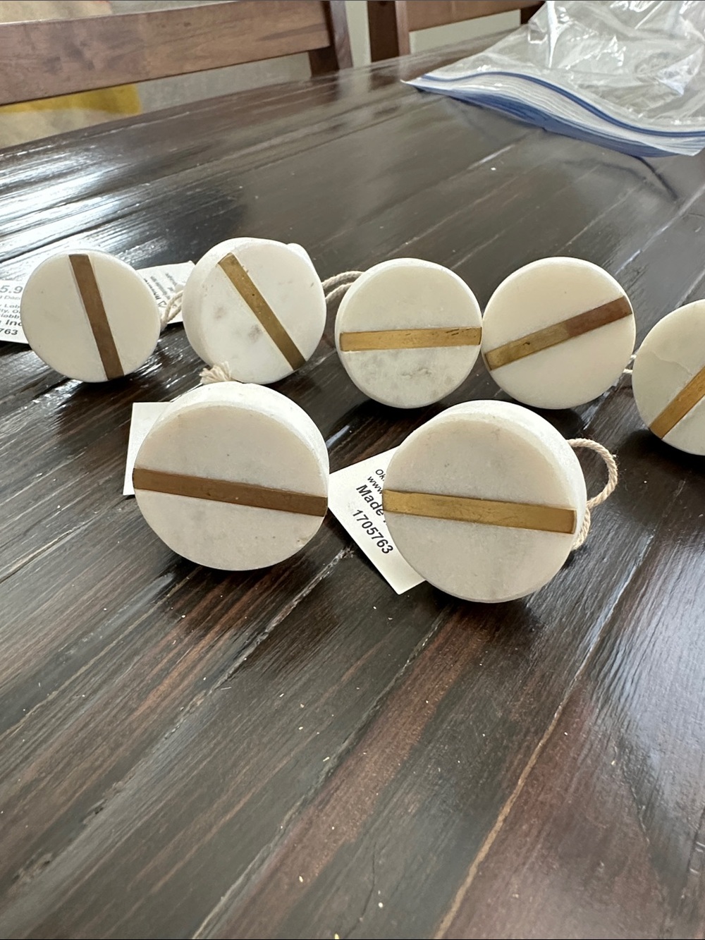 Marble White and Gold Round Decorative Drawer Pulls